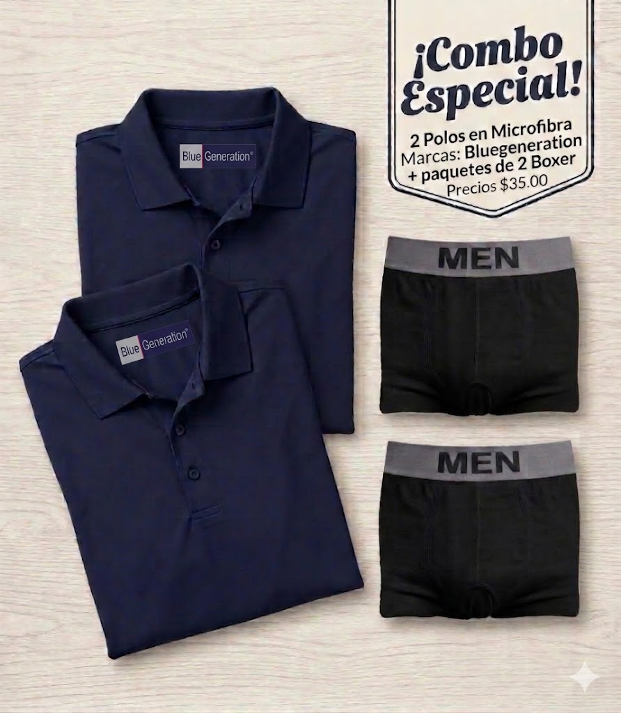 Combo Especial: 2 Polos + 2 Bóxers (Edición Limitada) Por solo $35.95