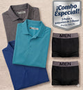 Combo Especial de 3 Polos + 2 Bóxers (Edición Limitada) por solo $49.99!